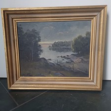 Altes Interessantes Ölgemäld auf Leinwand, mit Rahmen, signiert