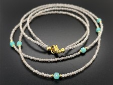 COLLIER  2-RHG. 375/- GG MIT MONDSTEIN, AMAZONIT & PYRIT SOGNI D'ORO SCHMUCKJAGD