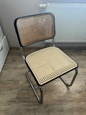 Thonet S64 Freischwinger Bauhaus Wiener Geflecht Stuhl Schwarz mit Patina Chair