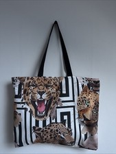 ⚜️Schöner SHOPPER Genäht Handarbeit Mit Leoparden U Grafischem Muster