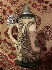 Bierkrug King Original ZinnDeckel 0.5 handbemalt Baumholder a.d. Nahe Kirche