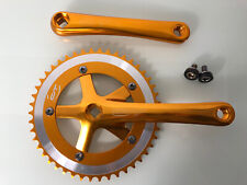 ✅Lasco Retro Kurbel CF-12 Kettenradgarnitur 46T Singlespeed Gold Rennrad ✅