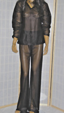 ADULT  Nylon Schlafanzug  Kleid Nachkleid  dukelblau Transperant Stoff 2teilig