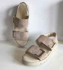 NEUWERTIG: VITAFORM Damen-Sandalette Samtziege Klettverschluss taupe Gr. 38