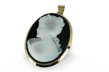 Kamee Brosche / Anhänger Onyx in 585 Gelbgold [BRORS 18166]