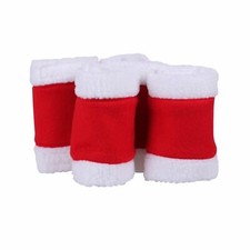 Pferde Weihnachts Bandagen aus Fleece und Fellimitat Rot/Weiss (Set 4 Stück)