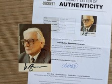 KONRAD ZUSE orig. Autogramm + Beckett COA - Computer Z3 - Foto BAS signiert