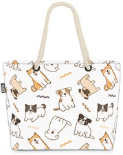 Hunde Shiba Inu Mops Tiere Beach Bag Kinder Haustier Comic Mops Züchten Hundefu