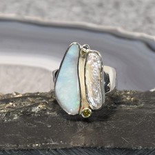 Edelopal Ring, 925er Silber