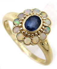 9ct 9k Solid Gold Sapphire & Opal Vintage Ring R179 Custom