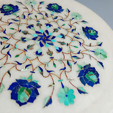 Marmor Intarsien Platte Einlege-Arbeit Pietra Dura Teller - 22cm Floral-Dekor
