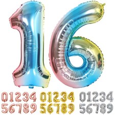 Luftballons Zahlen 16/61 Farbverlauf Blau, Riesen Nummer 0 1 2 3 4 5 6 7 8 9 ...