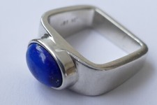 Ring blauer Cabochon viereckige Schiene 925 Silber Vintage 80er ring silver
