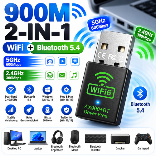 Ax900 usb wifi - bluetooth, 5.3