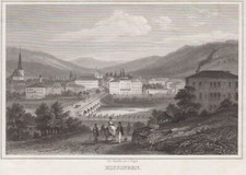 Bad Kissingen Ufr. Gesamtansicht Original Stahlstich Poppel 1843