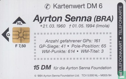Telefonkarte von ayrton - von, senna