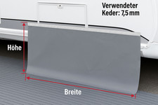 Wohnwagenschürze nach Maß – PVC LKW Plane grau 680g/m² mit Keder 7,5 mm