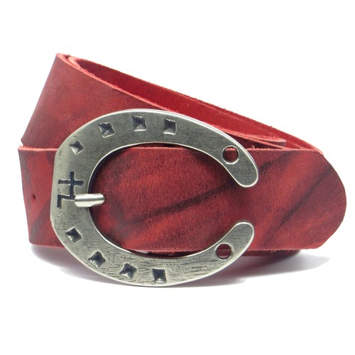 Ledergürtel breit rot - cm,