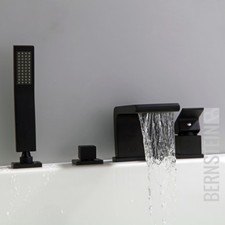 Wannenrandarmatur Fliesenrandarmatur Schwarz Design 4 Loch Badewannenarmatur