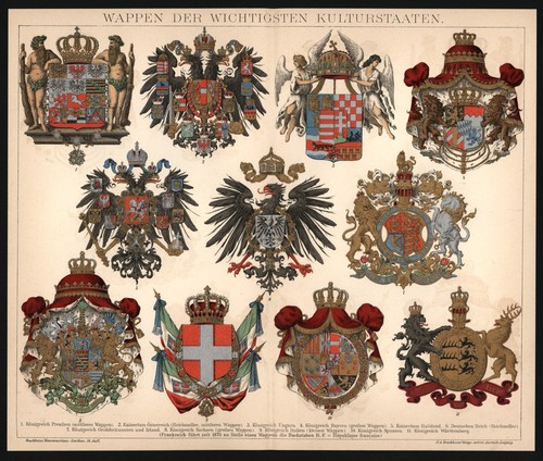 Lithographie 1896 wappen - lithographie,