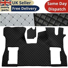 Schwarze Eco Leder Fußmatten für Scania S 2016+ Flachboden Gefederter Sitz RHD