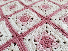 Granny Square Baby Plaid Häkel Blumen Decke Kinderwagen 70er Handmade Handarbeit