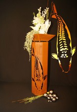 8-Eck Säule Koi Edelrost  Rost Metall Gartendeko neu Japan Fisch Teich