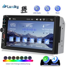 Doppel 2 DIN Autoradio 7 Zoll Apple Carplay Android Auto Bluetooth USB AUX +Kam