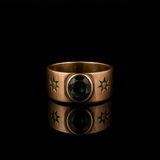 Ring 333 Gold antiker Band  Ring mit Turmalin & Saatperlen Größe 52 (16,5mm Ø)💍