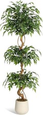 Litake Kunstpflanzen Künstlicher Ficus Baum 180 cm Große Grüne Birkenfeige im