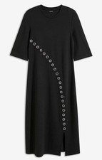 Kleid mit Nieten Gr. 44/46 Schwarz Freizeitkleid Midi-Dress Casualkleid Neu*