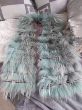 echt Pelz Weste tolle Farbe von Oackwood Größe S mit Silberborte mint grün