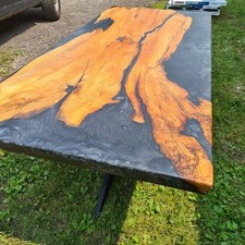 Black Epoxy Resin River Table