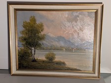 Ölgemälde "Chiemsee mit Fraueninsel"; 65 x 53 CM, Öl auf Holz