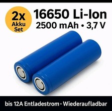 2x Akkuzelle 3,7V 16650 2500