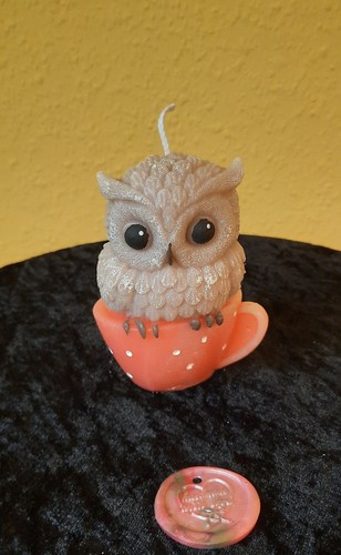 Kerze motiv eule auf tasse - motiv,