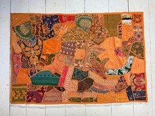 Orient Patchwork Teppich Wandbehang Bettdecke indisch Brokat 1,50 x 1,00m