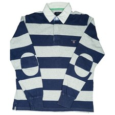 Gant Herren Polo Shirt Hemd Sweatshirt Polohemd Gestreift M Blau Grau Ellenbogen