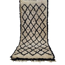 Vintage Handgeknüpfter Marokkanischer Berber Teppich Wolle Rautenmuster...