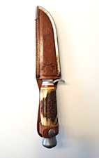 sehr altes Fahrtenmesser Pfadfinder Jagdmesser Horn Messer in Lederscheide 946.6