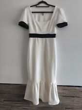 ASOS Cocktailkleid Midi Abendkleid Party Figurbetonte Peplum Off-White Gr.XS