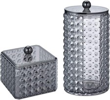 2 Stück Wattepad Aufbewahrungbox Mit Deckel, Acryl Wattepadspender, (Schwarz)