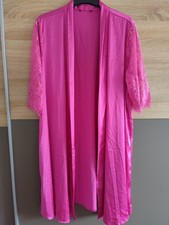 Satin Morgenmantel Gr.L Pink Spitzen Ärmel guter Zustand Gürtel fehlt Chemise 