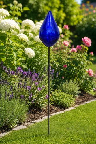 Gartenstecker aus glas blau - gartenstecker,