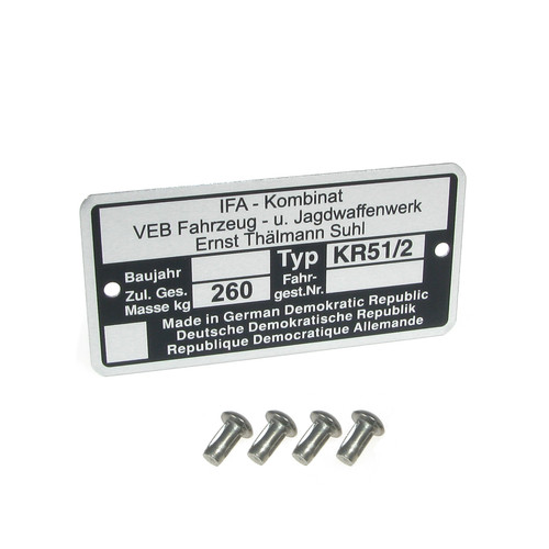 Typenschild mit kerbnagel - typenschild,