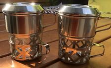 Duralex France Tee Kaffee Gläser m Filter Metall Art Deko Vintage Retro 2 Stück