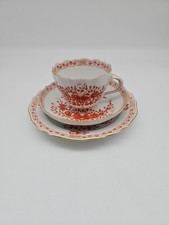 Kaffeegedeck Meissen 3 - teilig Indisch Reich Koralle Rot Orange 1. Wahl Top