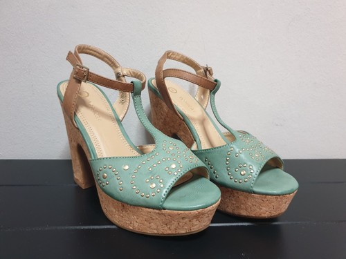 Türkise heels mit korkabsatz - türkise,