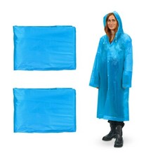 Regenponcho / Schutzkittel / Malerkittel blau Einheitsgröße Kapuze 10 Stück