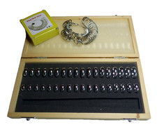 Ringmaße ohne Ringstock  ( Ringdummys  ) 36 Teile mit Holzbox + Ringgrößenmesser